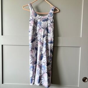 Freedom Trail Tropical Palm Mini Dress Womens Medium White Pink Active Monstera